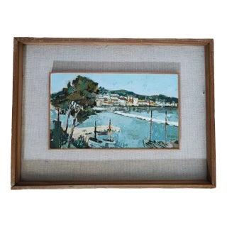 Tom Davies, Vue du port, 1962, Oil on Cardboard, Framed For Sale