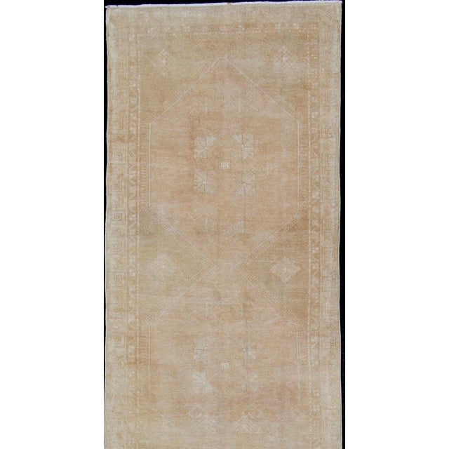 Traditional Long Oushak Runner With Subdued Design and Neutral Color Palette For Sale - Image 3 of 11