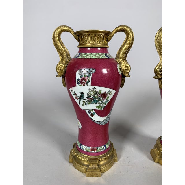 Gold Antique Chinese Porcelain Vases, 1750, Set of 2 For Sale - Image 8 of 11