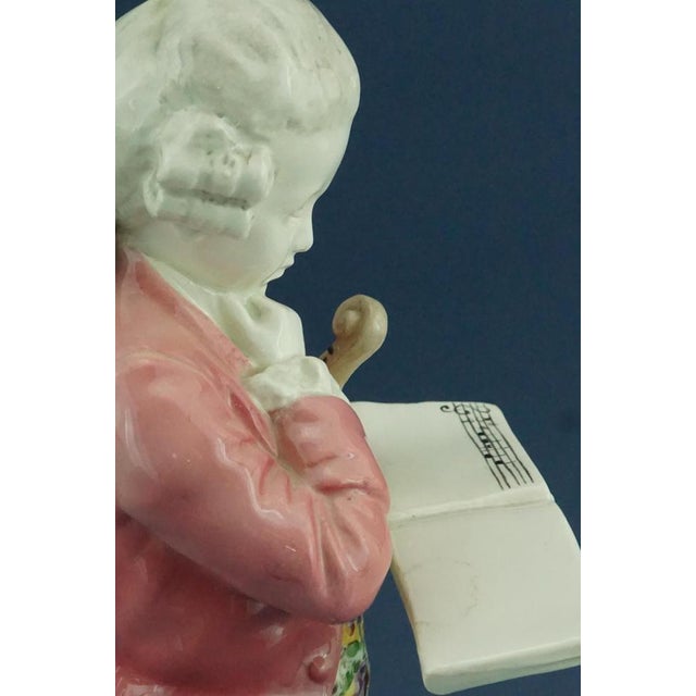 19th Century Art Nouveau Ceramic Sculpture Depicting Wolfgang Amadeus Mozart as a Child by Perigot for Goldscheider, Austria, 1890s For Sale - Image 13 of 18
