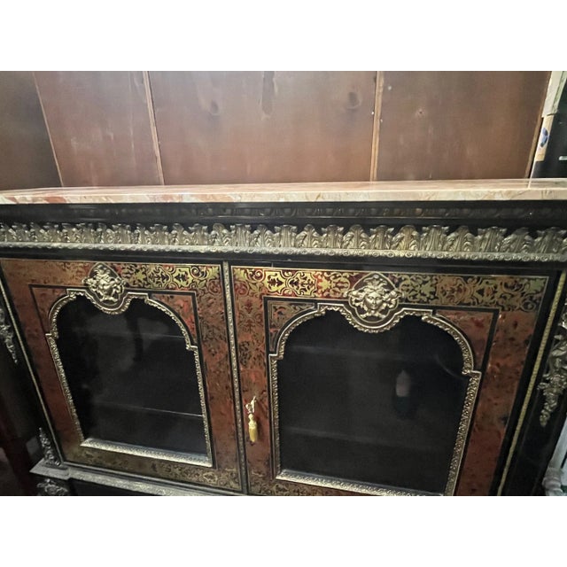 French 900 Sideboard with Two Glass Doors and Marble Top For Sale - Image 4 of 6