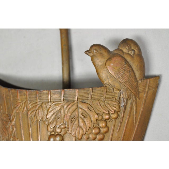 Antique French Art Nouveau Cast Metal Figural Umbrella Form Wall Pocket For Sale - Image 4 of 16