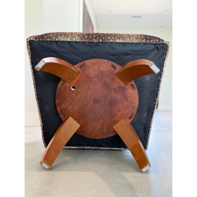 Late 20th Century Studio Craft Swivel Armchairs With Sculptural Wood Base by Peter Holzman, Set of Four For Sale - Image 9 of 12