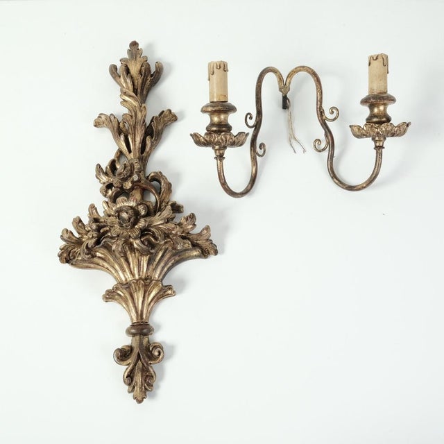 Baroque Sconces in Gilded Wood, 1960s, Set of 2 For Sale - Image 18 of 18
