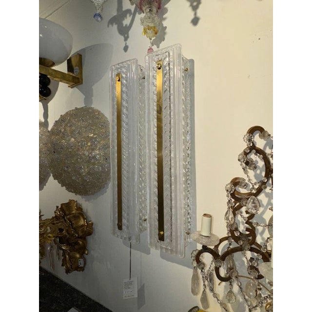 Modern Murano Glass and Brass Sconces For Sale - Image 3 of 6