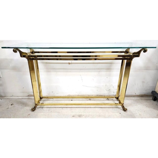 Mastercraft Style Console Table Glass & Brass For Sale - Image 13 of 13