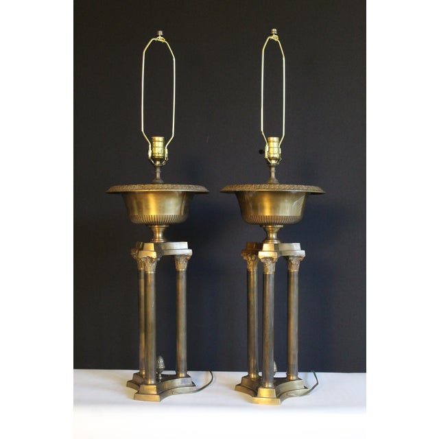 1920s Empire Corinthian Versace styleTable Lamps - a Pair For Sale - Image 4 of 11