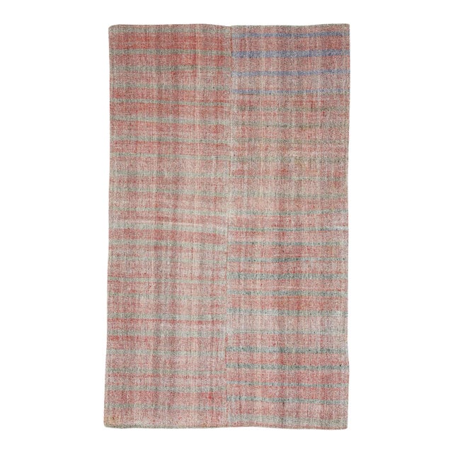 Vintage Striped Turkish Rag Rug For Sale