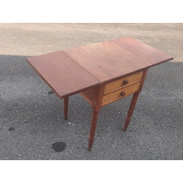 Early 20th Century Vintage Handmade Drop Leaf Cherry Side Table For Sale In Washington DC - Image 6 of 13