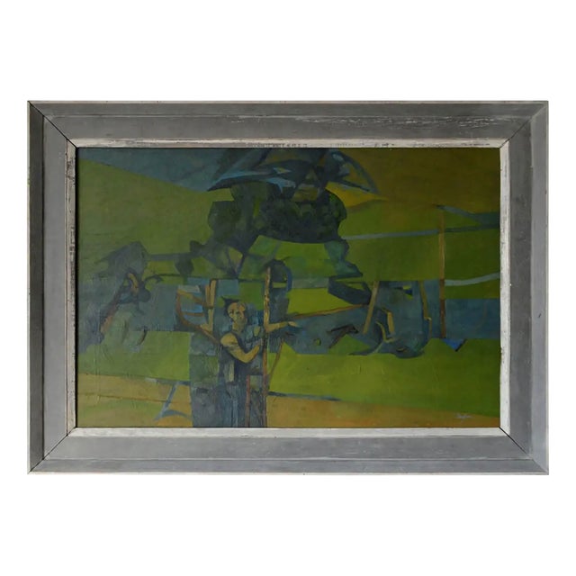 A. C. Taylor, Figure in an Abstract Landscape, 1950, Oil on Board For Sale