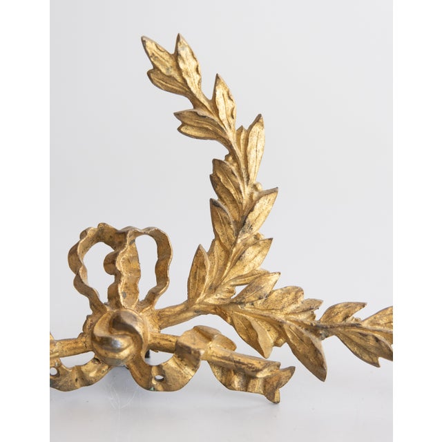 Metal 19th Century French Gilt Bronze Ormolu Bow & Garland Appliqué Tabletop Fragment Swag For Sale - Image 7 of 9
