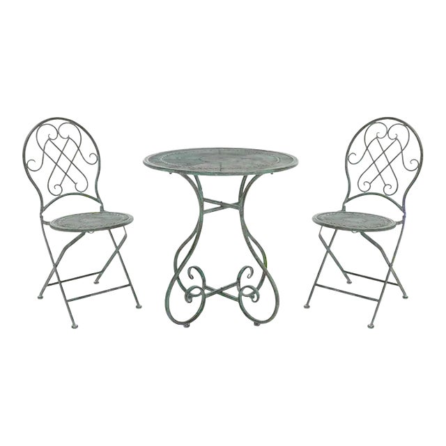 Adriel 3 Piece Bistro Set - Antique Dark Green For Sale