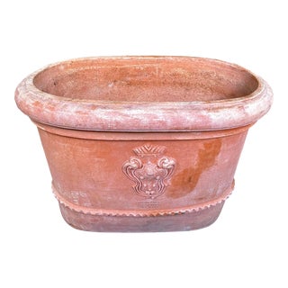 Extra Large Terracotta Signed Italian Designer Enzo Zago Planter For Sale
