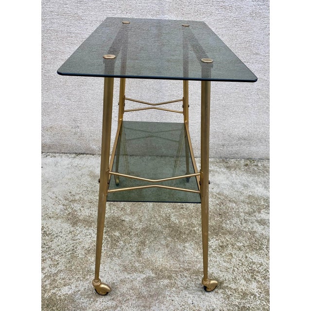 1970s Vintage Glass and Gilt Serving Cart, 1970s For Sale - Image 5 of 8
