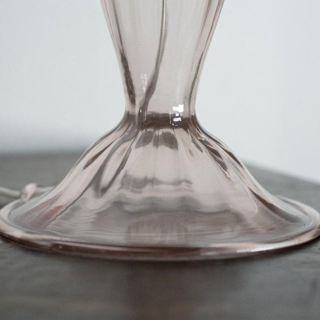 Pink Murano Glass Table Lamp in Pink Color, Italy, 1980s, Set of 2 For Sale - Image 8 of 12