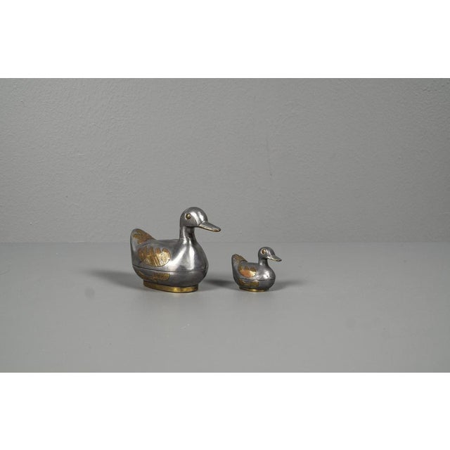 Ducks in Tin and Brass as Bowl with Lid, 1960s, Set of 2 For Sale - Image 12 of 13