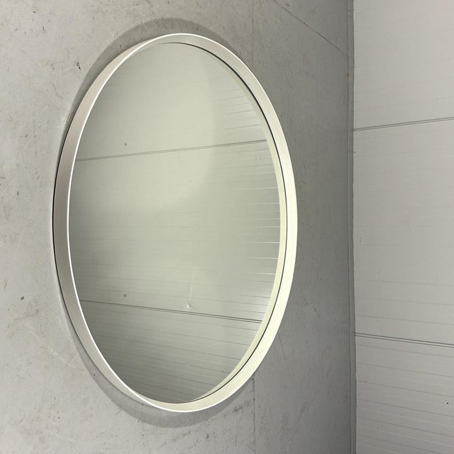 White White Round Wooden Wall Mirror, 1970s For Sale - Image 8 of 18