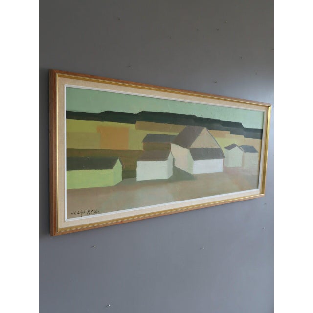 1967 Mid-Century Modern 'Golden Fields' Vintage Swedish Geometric Abstract Landscape Oil Painting, Framed For Sale - Image 4 of 15