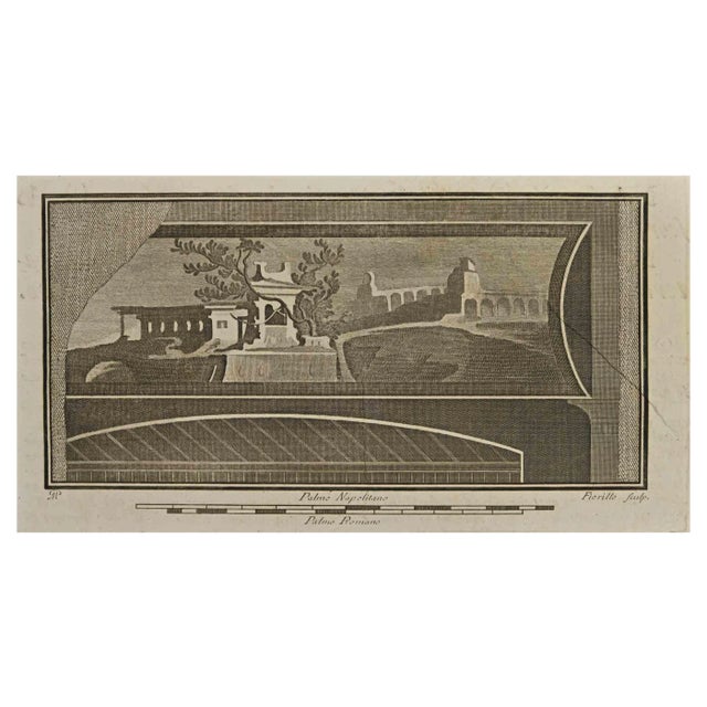 Nicola Fiorillo, Roman Temple Fresco, Etching, 18th Century For Sale