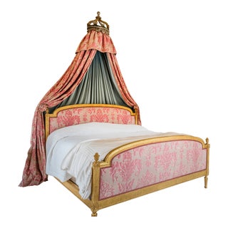 Gilded Louis XIV Style King Bed (Headboard, Footboard and Side Railings) For Sale