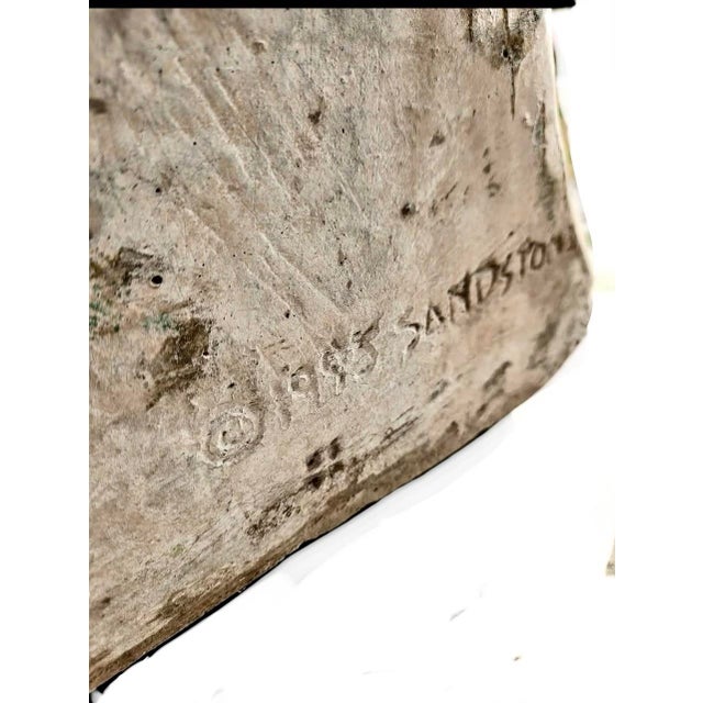 Late 20th Century Cast Stone Garden Fountain Statue Pedestal – Romantic European Garden Accent With Incisive Signature Detail For Sale In Saint Louis - Image 6 of 11