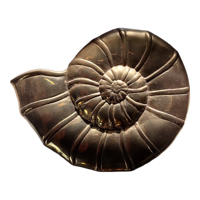 Vintage Brass Nautilus Sea Shell Wall Hanging For Sale