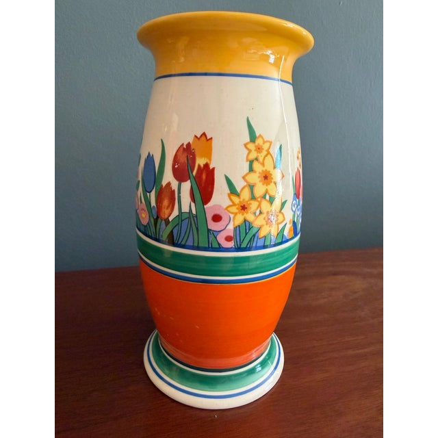 Ceramic Clarice Cliff Wilkinson England “Honeyglaze – Chloris” Hand-Painted Vase For Sale - Image 7 of 7