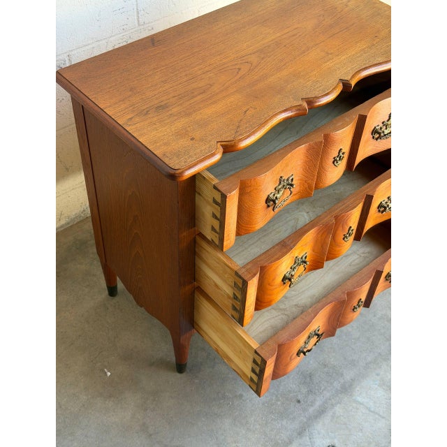 Wood Vintage Danish Modern Teak Bachelor Chest Nightstand Dovetail Drawers MCM Denmark For Sale - Image 7 of 10