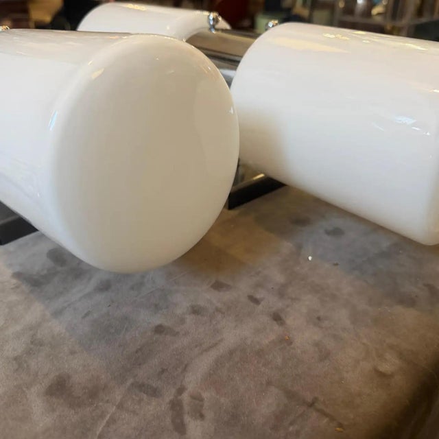 Set of Two 1960s Space Age Steel and Glass Italian Big Wall Sconces by Mazzega For Sale - Image 12 of 17