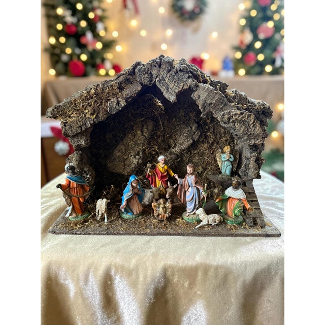 Bring old-world charm to your holiday display with this exceptional, all-original vintage Italian Nativity Scene. Dating...