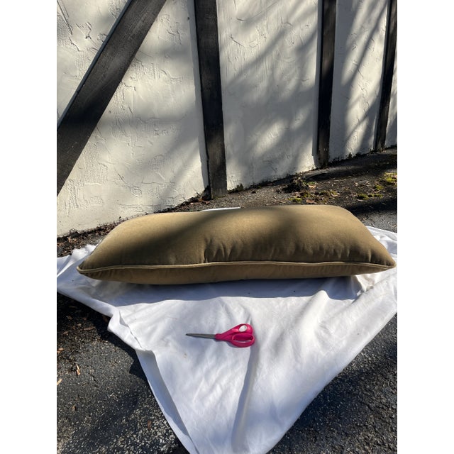 Large Khaki Mohair Floor Cushion For Sale - Image 4 of 5