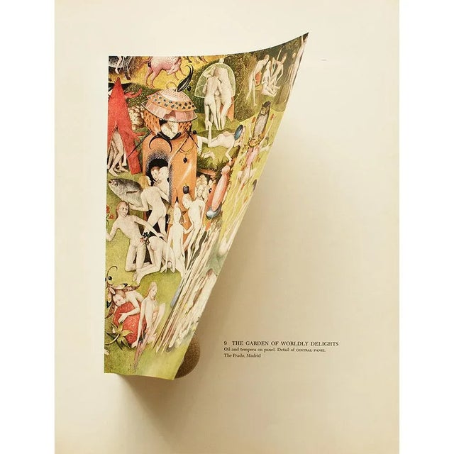 1955 After Bosch "The Garden of Worldly Delights" (Detail), Vintage Full-Color Print For Sale - Image 4 of 8