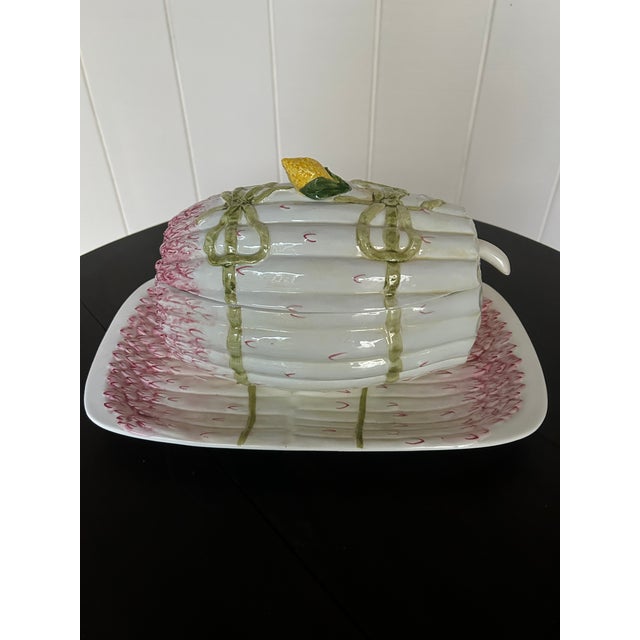 French Country Gorgeous Vintage Italian Asparagus Tureen With Underplate and Ladle For Sale - Image 3 of 10