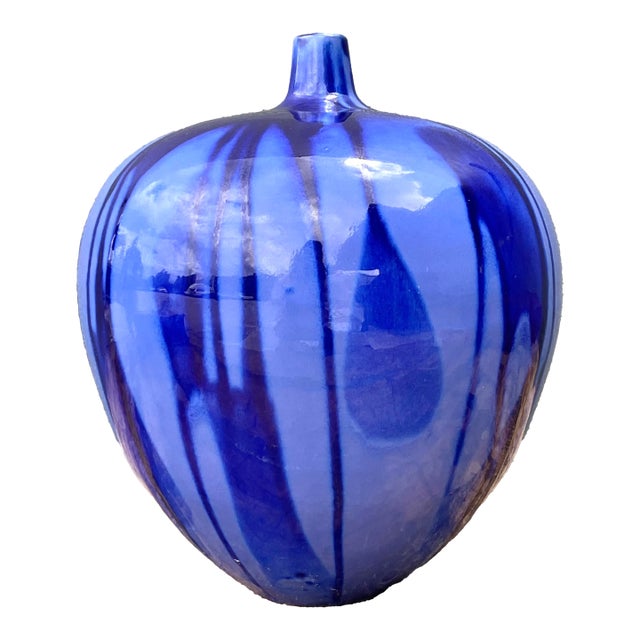 Vintage Drip Glazed Ceramic Vase For Sale