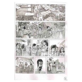 Vincenzo Bizzarri, Market Day, Ink & Watercolor on Paper, 2016 For Sale