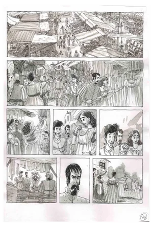Vincenzo Bizzarri, Market Day, Ink & Watercolor on Paper, 2016