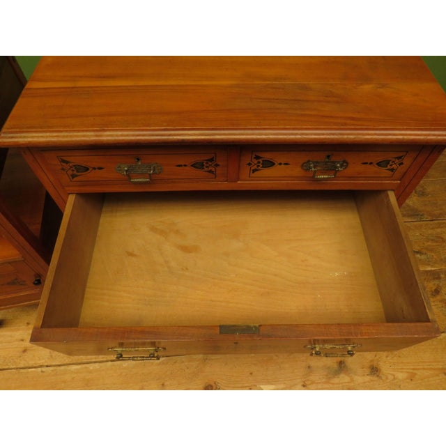 English Stencilled Chest of Drawers and Bedside Chest, 1890s, Set of 2 For Sale - Image 16 of 18