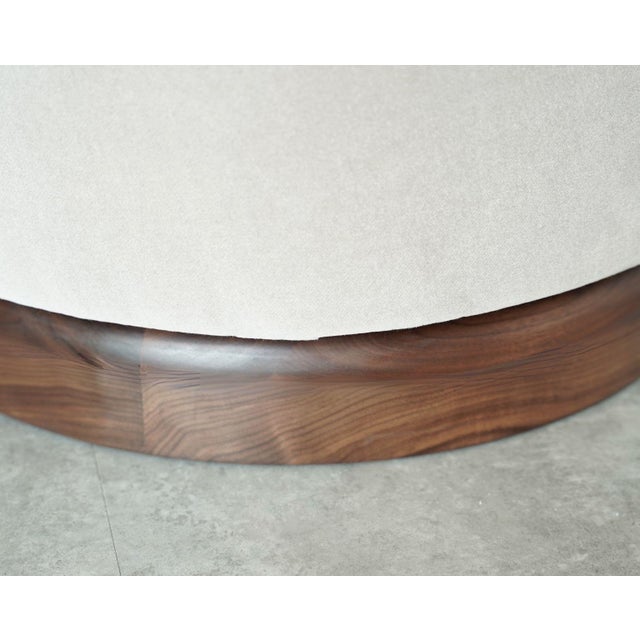 Set MCM Swivel Chairs in Taupe Velvet & Walnut, C. 1950s For Sale - Image 9 of 9