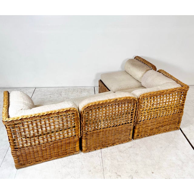 Vintage Woven Rattan Sectional Sofa For Sale In Tampa - Image 6 of 12
