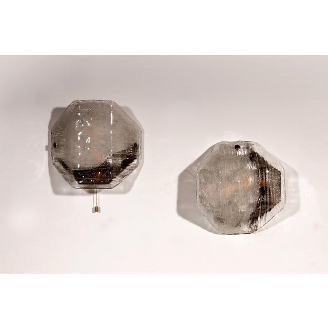 Metal Large Glass Wall Lights by J.T Kalmar, 1970s, Set of 2 For Sale - Image 7 of 12