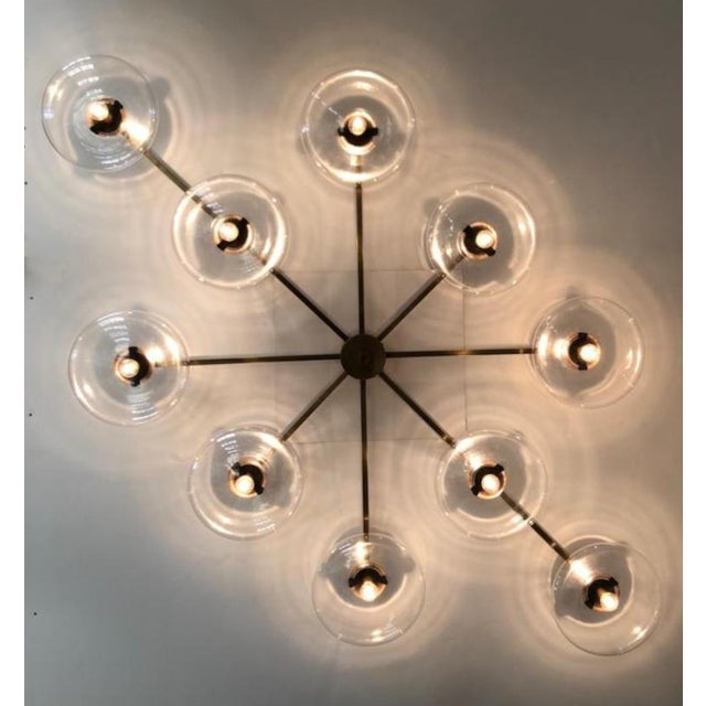 Metal 21st Century Dieci Bronze Clear Murano Flush Mount by Fabio LTD For Sale - Image 7 of 11