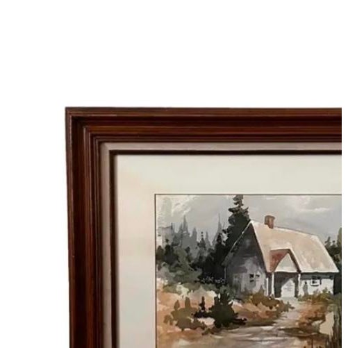1986 Watercolor of House and Trees Signed but Artist Unknown For Sale - Image 4 of 6