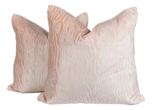 Faux Bois Blush Velvet Designer Pillow Covers 22x22, a Pair