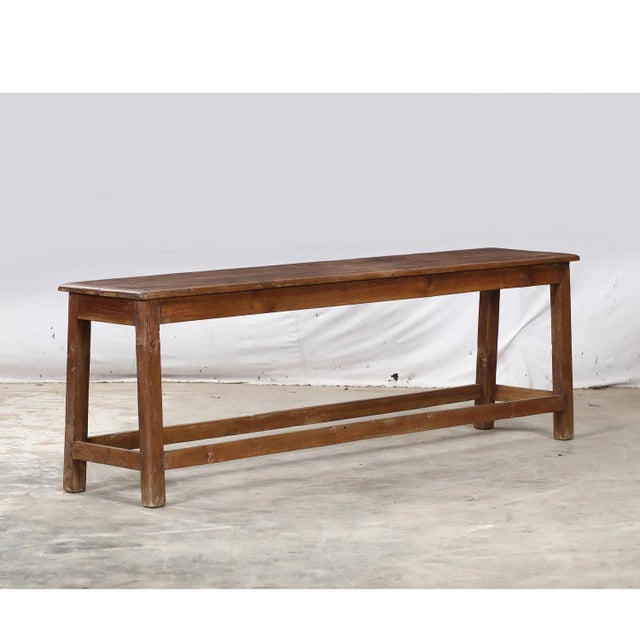 Wood Vintage Indian Teakwood Bench For Sale - Image 7 of 7