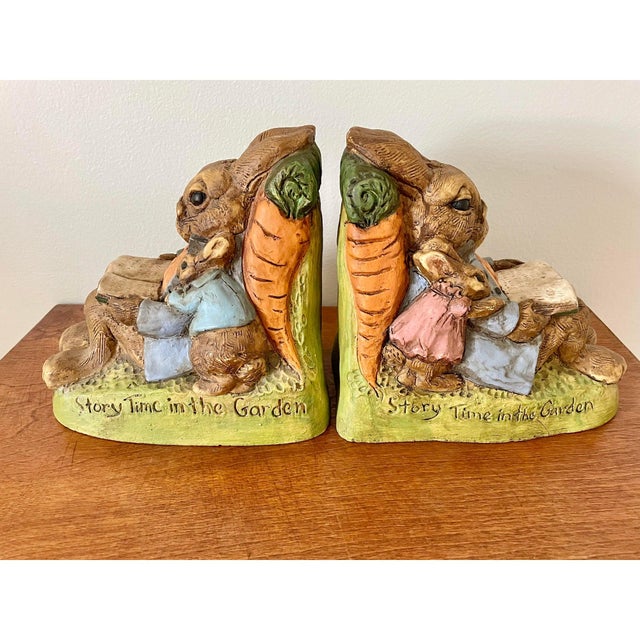 2000s Story Time in the Garden Rabbit Bookends, a Pair For Sale - Image 6 of 6