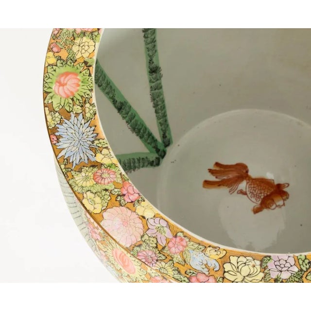 Qing Dynasty Canton Famille Rose Vases on Stands, China, 1950s, Set of 2 For Sale - Image 16 of 18