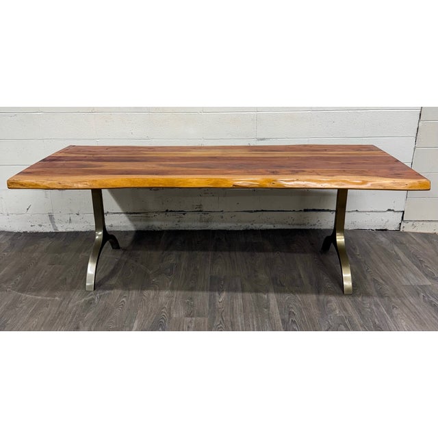 Wood West Elm Live Edge Acacia Wood Dining Table For Sale - Image 7 of 18