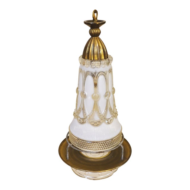 Lightolier Hollywood Regency Elaborate Slag Glass Diffuser Hanging Swag Torchiere Lamp Early 1960s For Sale