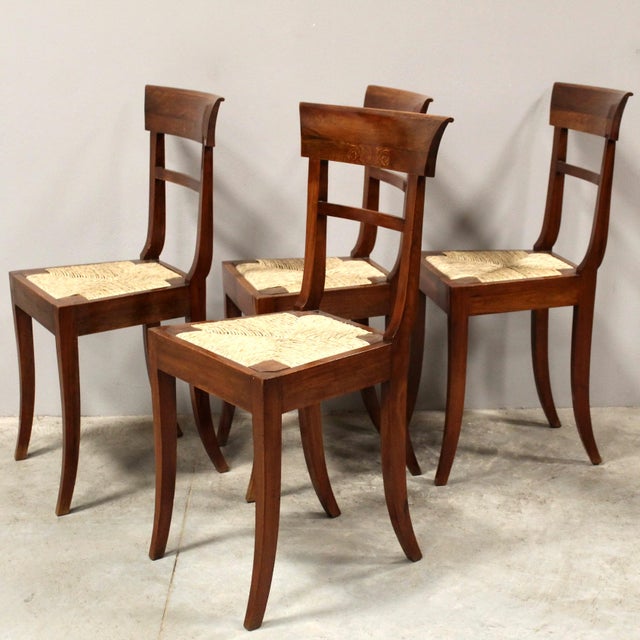 Italian Chairs in Walnut, Set of 4 For Sale - Image 3 of 9