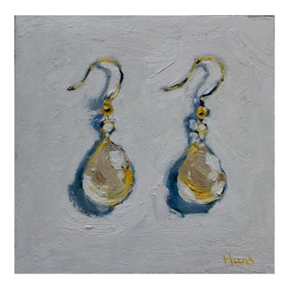Contemporary Oil Painting, Still Life Earrings For Sale